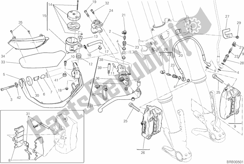 All parts for the Front Brake System of the Ducati Multistrada 1200 ABS Brasil 2016